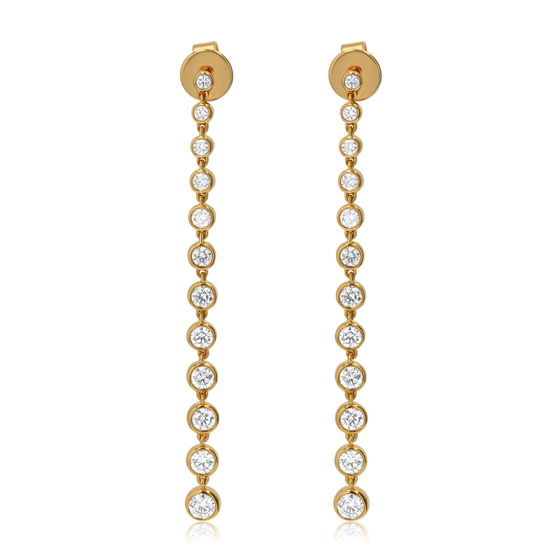 18K Yellow Gold Diamond Tassel Drop Earrings, 1.66 ct