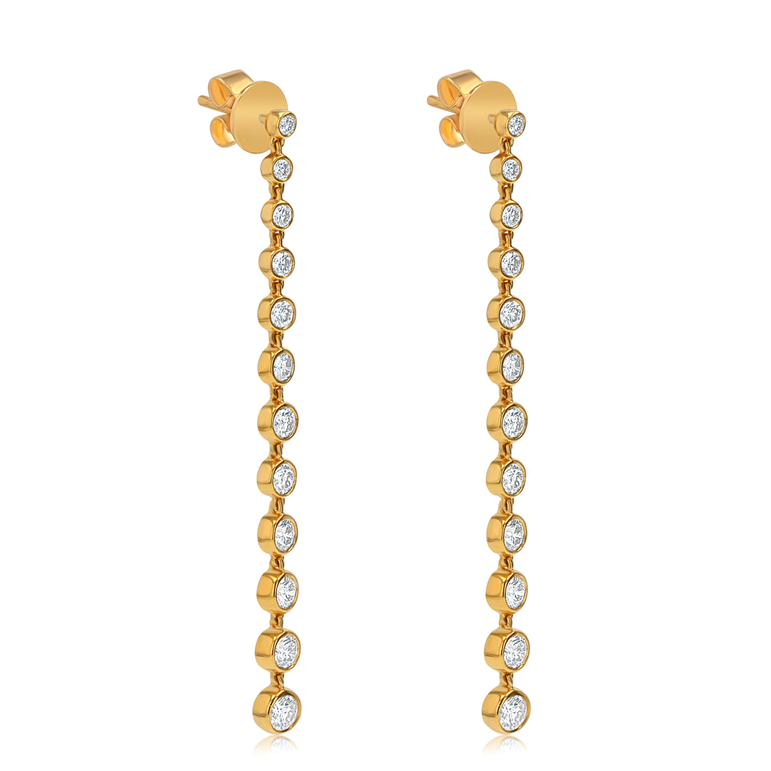 18K Yellow Gold Diamond Tassel Drop Earrings, 1.66 ct