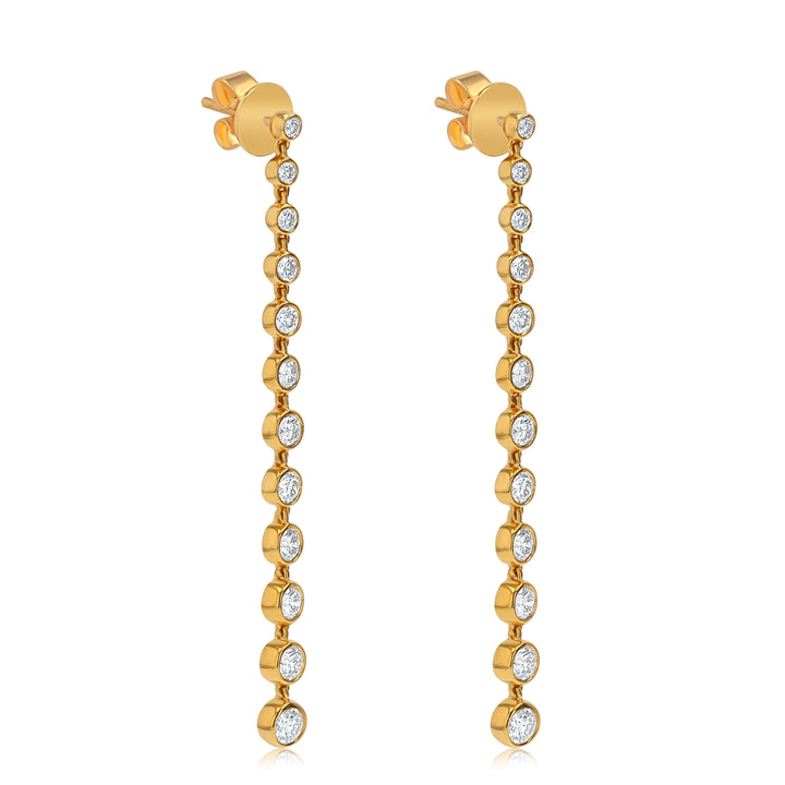 18K Yellow Gold Diamond Tassel Drop Earrings, 1.66 ct