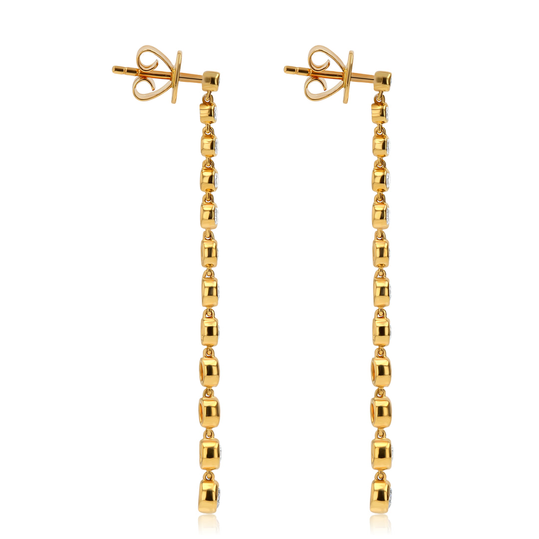 18K Yellow Gold Diamond Tassel Drop Earrings, 1.66 ct