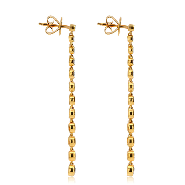 18K Yellow Gold Diamond Tassel Drop Earrings, 1.66 ct