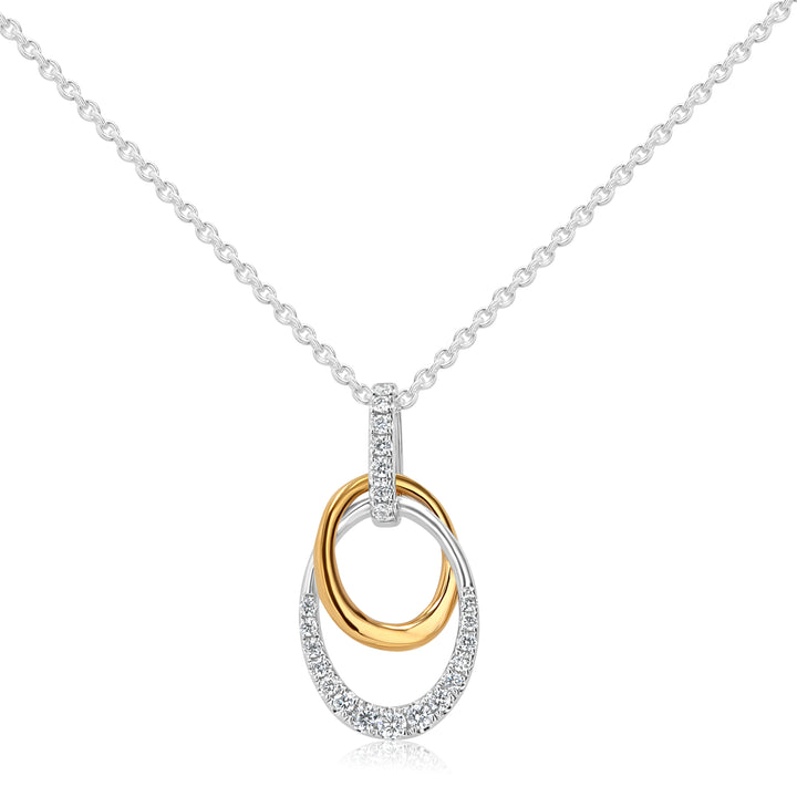 18K Two-Tone Gold Diamond Pendant with 0.22ct Sparkle