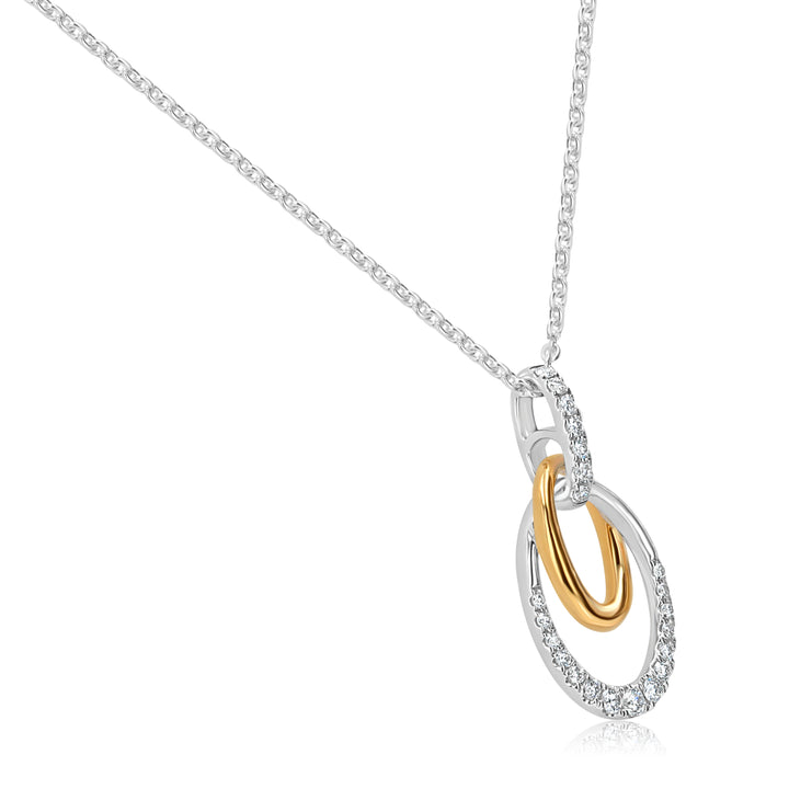 18K Two-Tone Gold Diamond Pendant with 0.22ct Sparkle