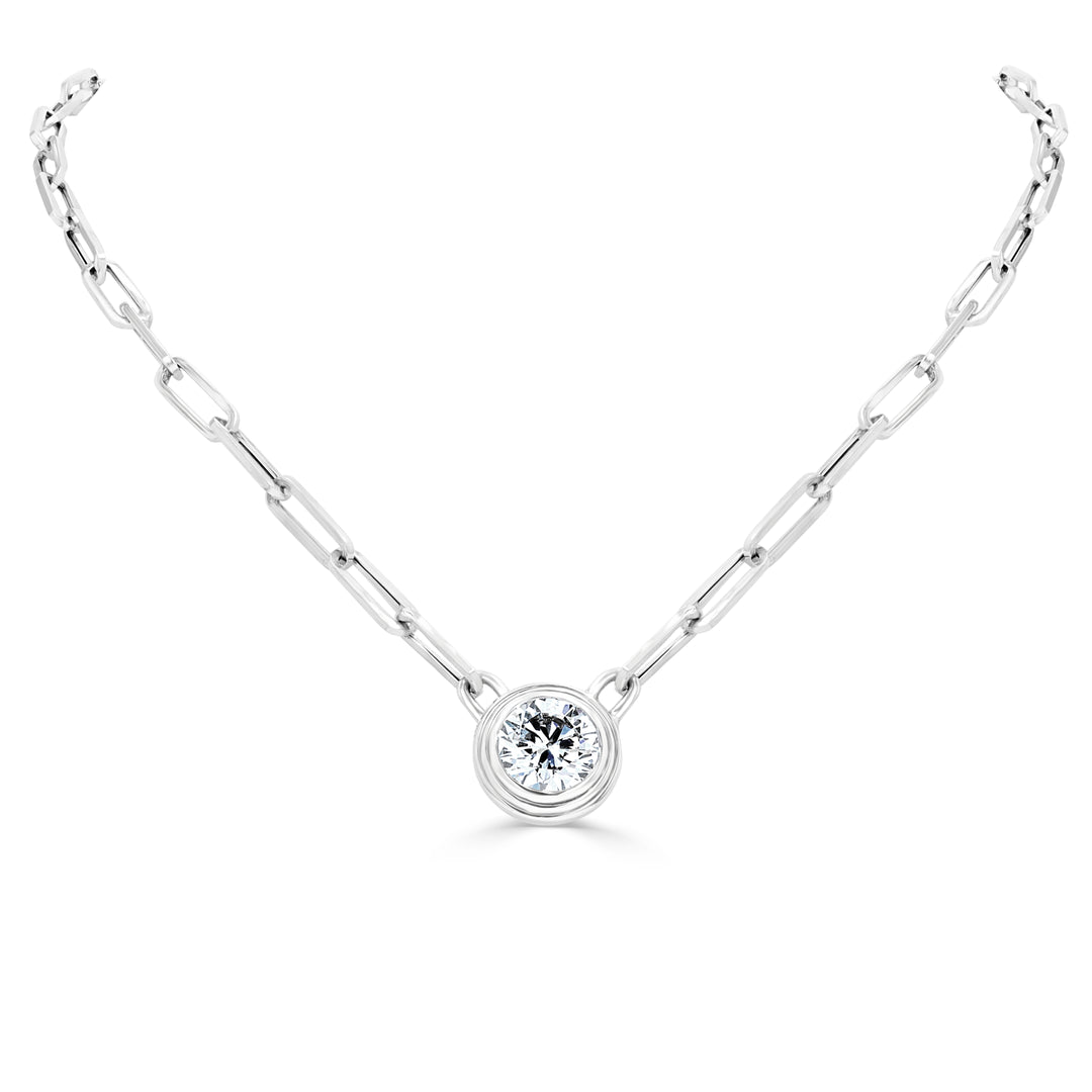 1.73ct Lab-Grown Diamond Bezel Pendant in 14kt White Gold