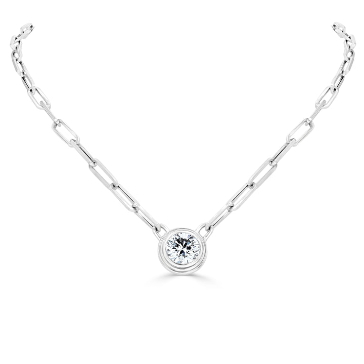 1.73ct Lab-Grown Diamond Bezel Pendant in 14kt White Gold