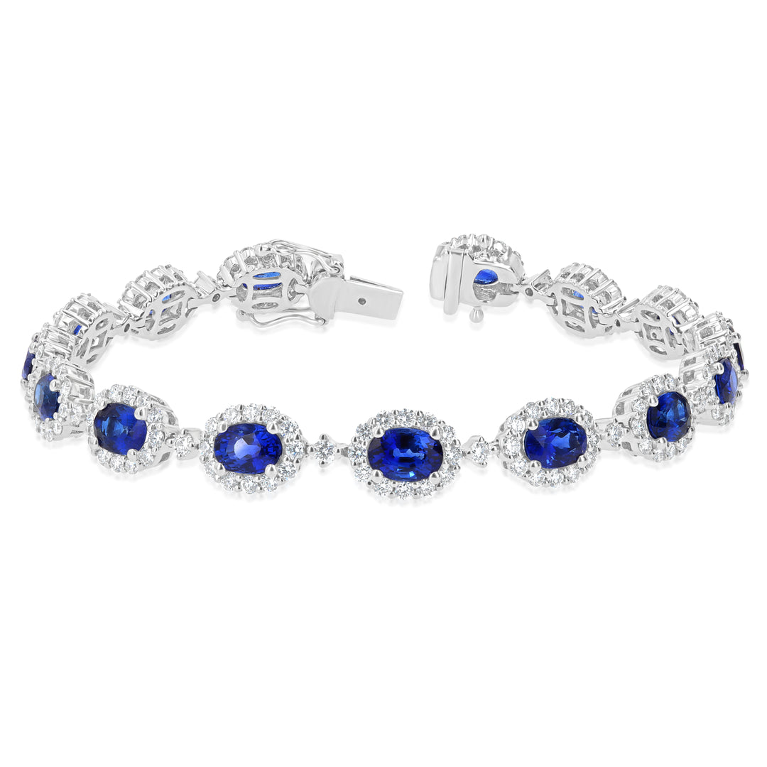 18K White Gold Sapphire & Diamond Statement Bracelet