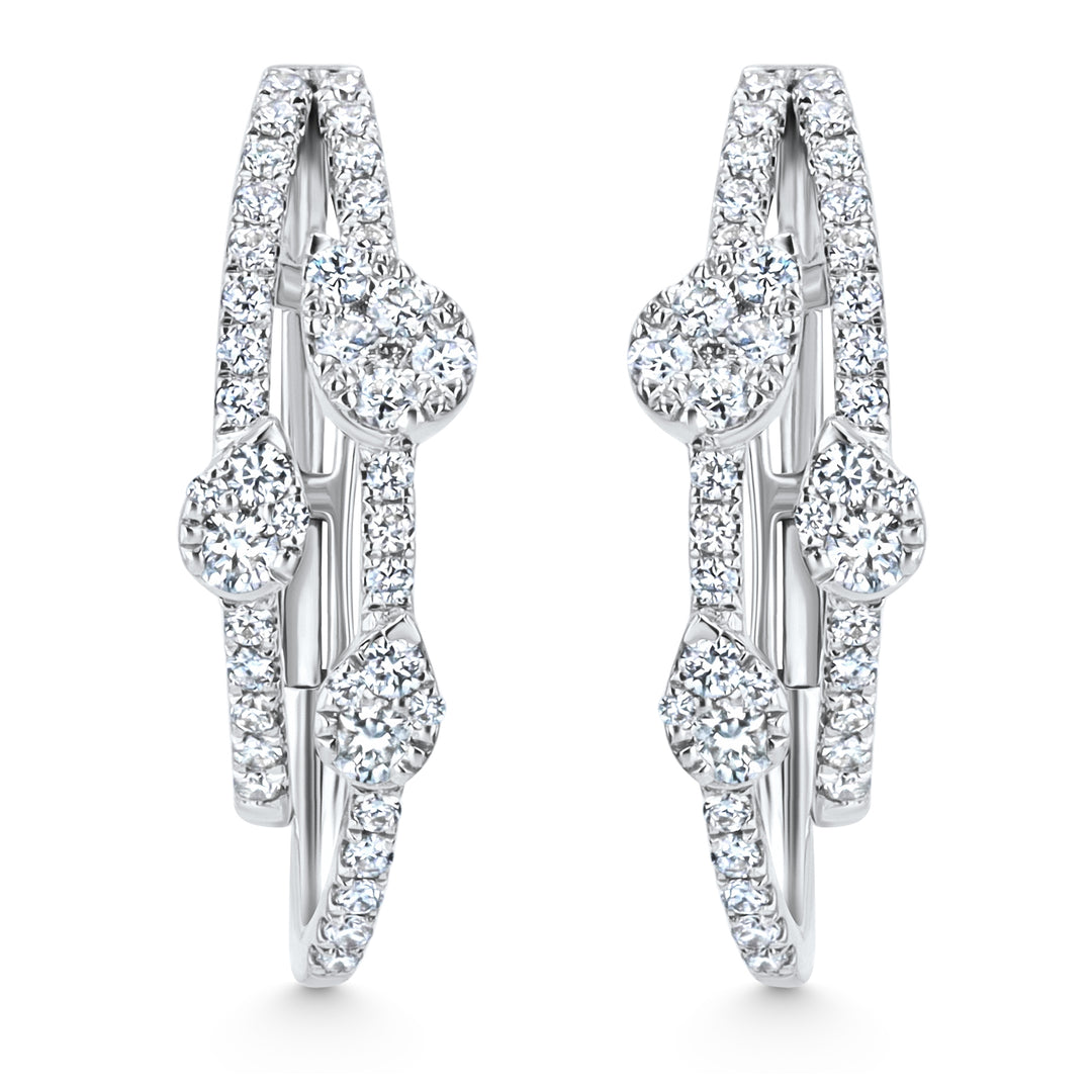 Double Hoop Raindrop 18KW Earrings | Washington Diamond