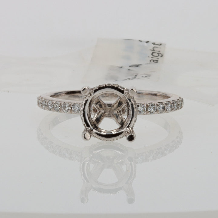 Platinum 4-Prong Engagement Ring Mounting with Hidden Halo