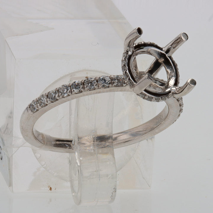 Platinum 4-Prong Engagement Ring Mounting with Hidden Halo