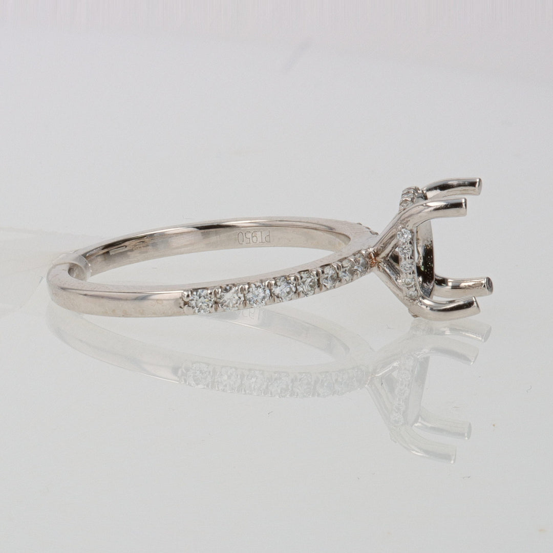 Platinum 4-Prong Engagement Ring Mounting with Hidden Halo