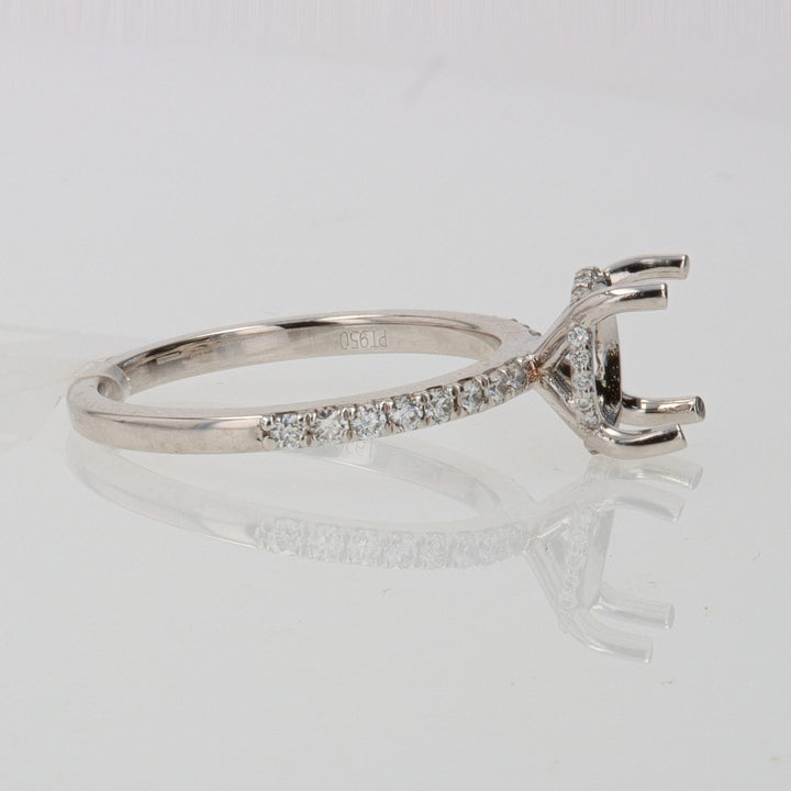 Platinum 4-Prong Engagement Ring Mounting with Hidden Halo