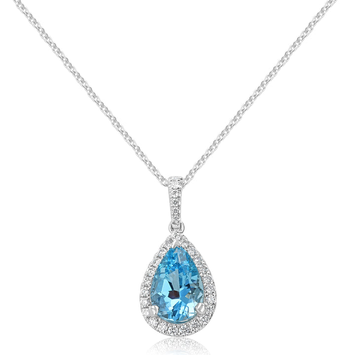 Platinum Pear-Shaped Aquamarine & Diamond Pendant – 3.26ct