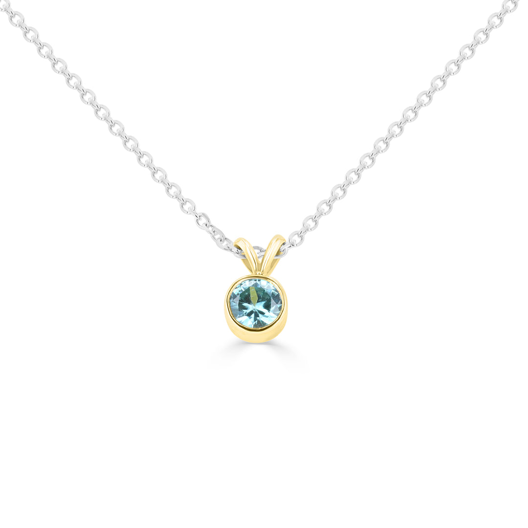 1.07ct Round Blue Zircon Pendant in 14kt Yellow Gold