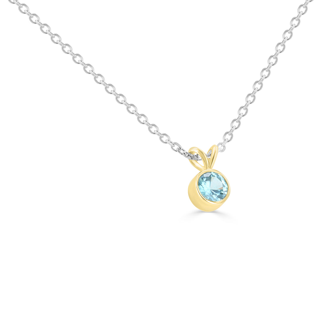 1.07ct Round Blue Zircon Pendant in 14kt Yellow Gold