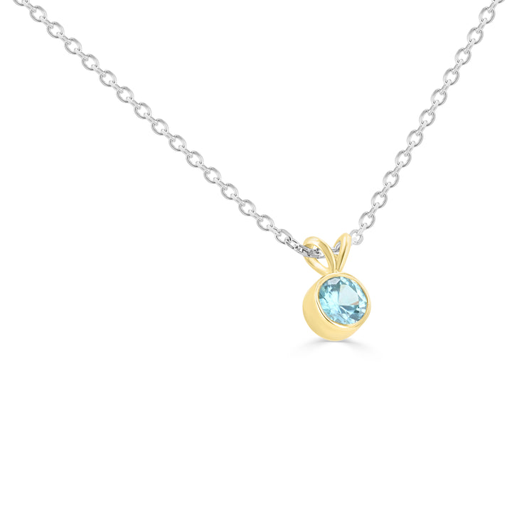 1.07ct Round Blue Zircon Pendant in 14kt Yellow Gold