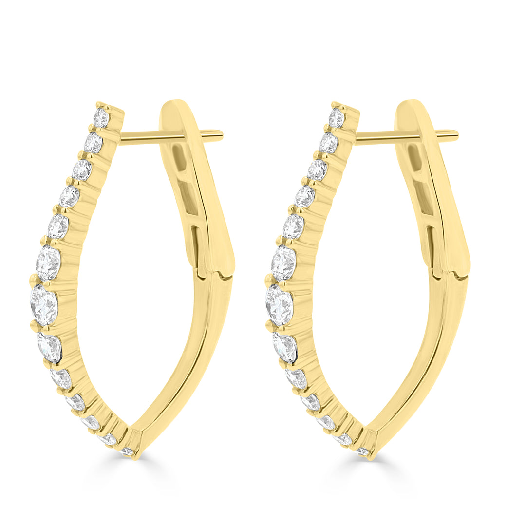 V Diamond Hoop 18KY Earrings | Washington Diamond