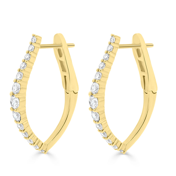 V Diamond Hoop 18KY Earrings | Washington Diamond