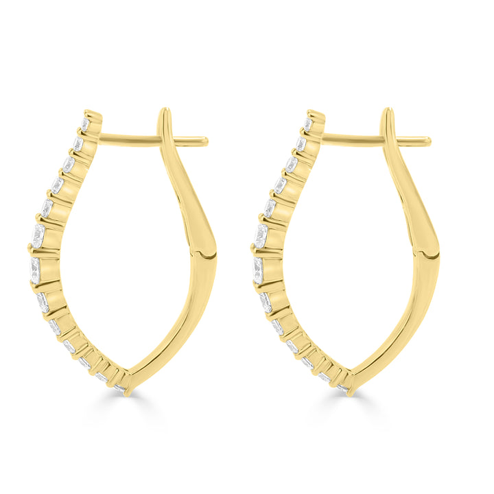 V Diamond Hoop 18KY Earrings | Washington Diamond