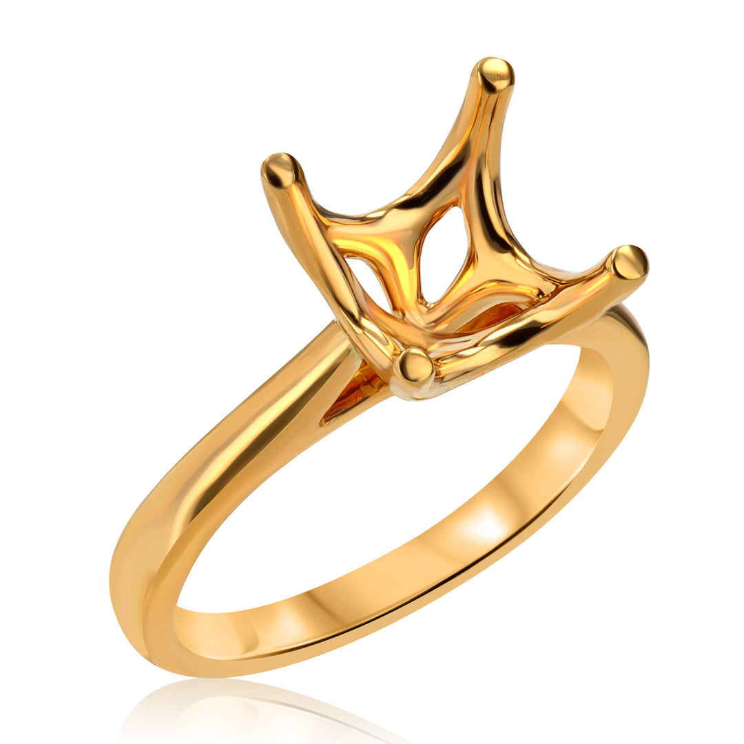 Classic 18K Yellow Gold Solitaire Setting with Smooth Band
