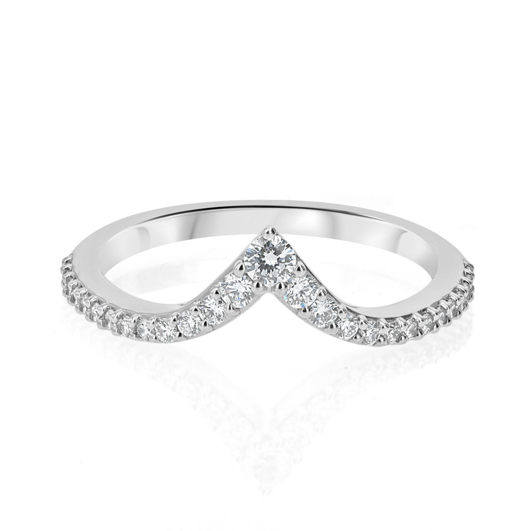 Platinum In-Line V Diamond Band 0.24ct