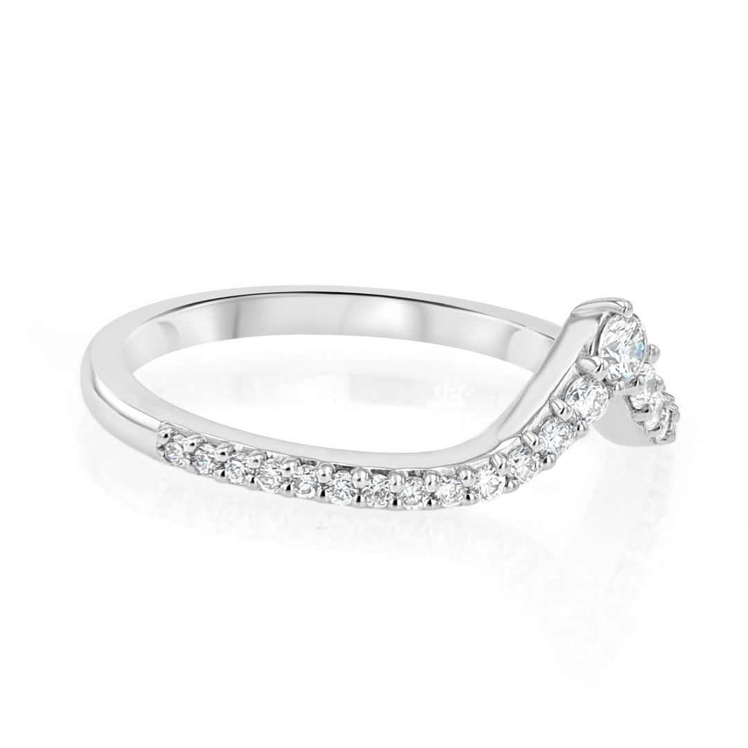 Platinum In-Line V Diamond Band 0.24ct