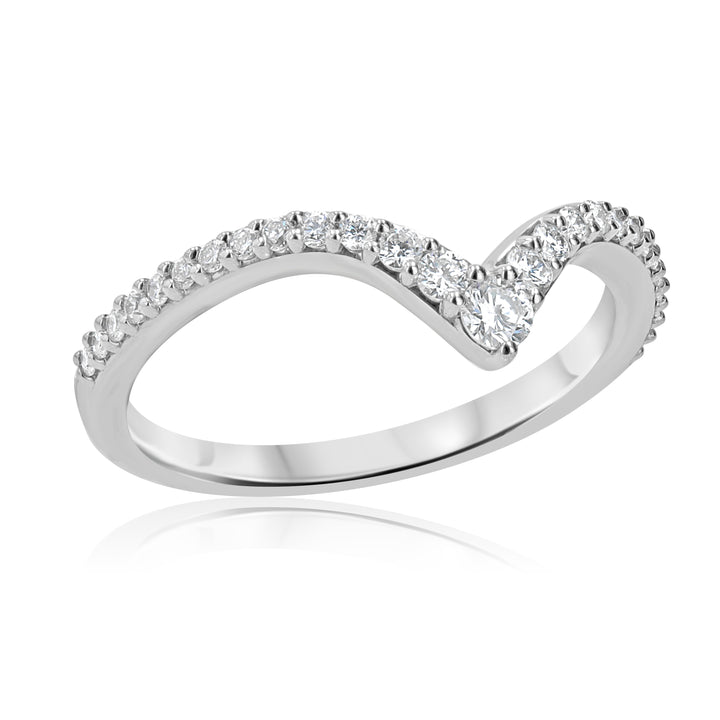 Platinum In-Line V Diamond Band 0.24ct