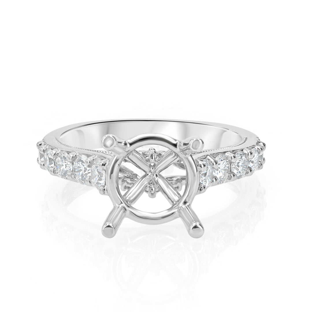 Platinum Engagement Ring Mounting with Accent Diamonds 0.73ct