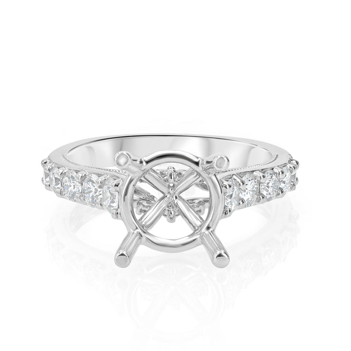 Platinum Engagement Ring Mounting with Accent Diamonds 0.73ct