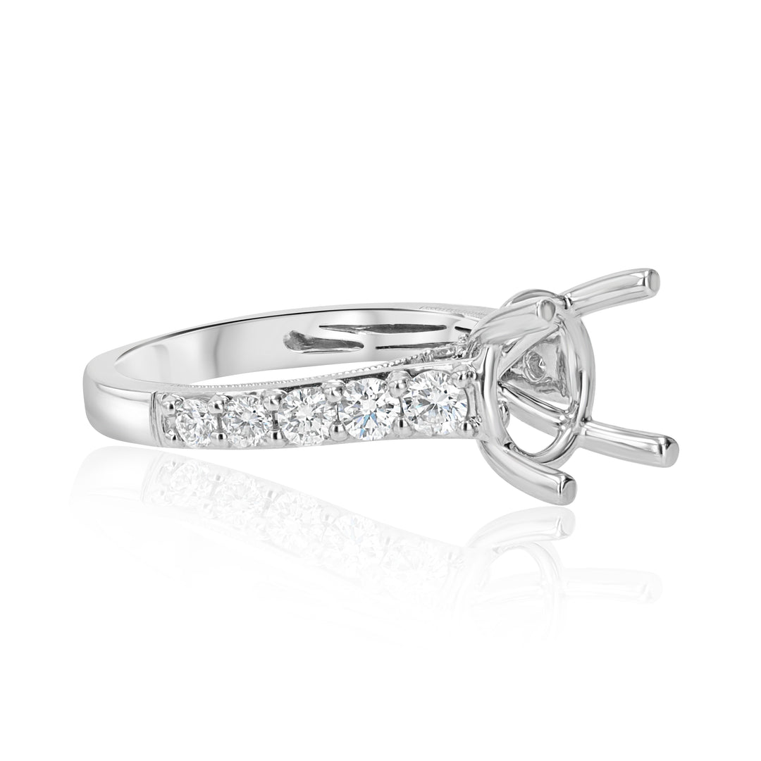 Platinum Engagement Ring Mounting with Accent Diamonds 0.73ct