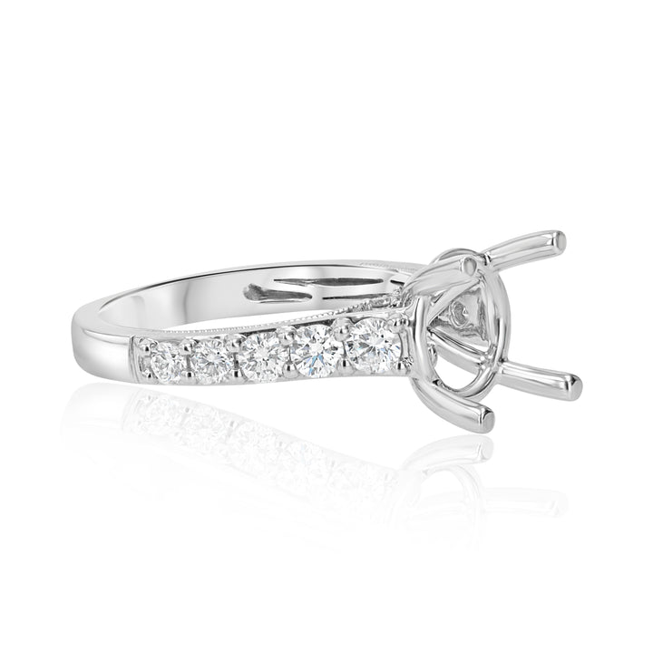 Platinum Engagement Ring Mounting with Accent Diamonds 0.73ct