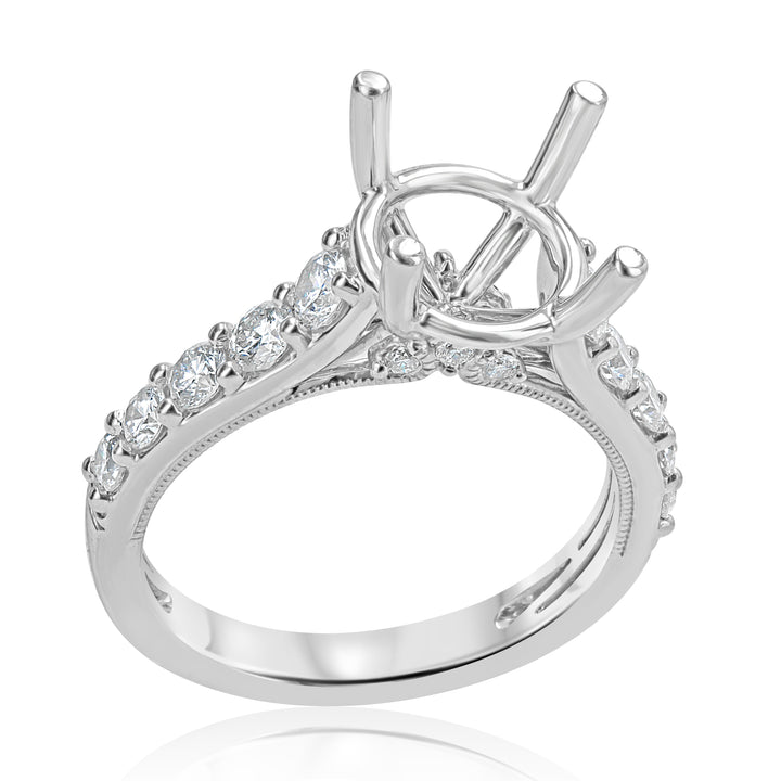 Platinum Engagement Ring Mounting with Accent Diamonds 0.73ct