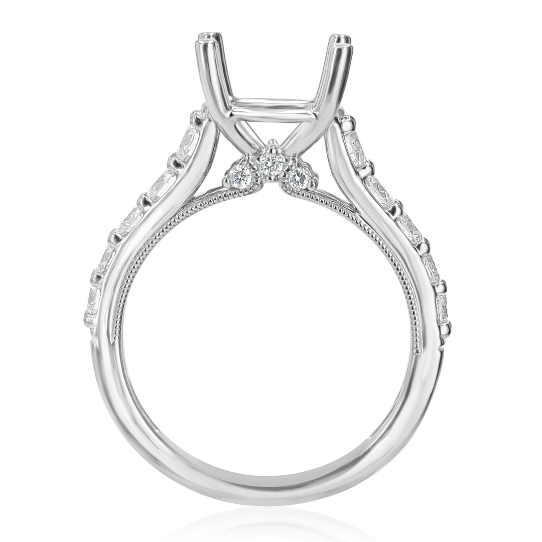 Platinum Engagement Ring Mounting with Accent Diamonds 0.73ct