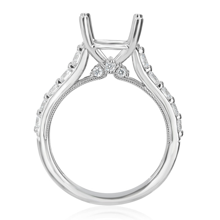 Platinum Engagement Ring Mounting with Accent Diamonds 0.73ct