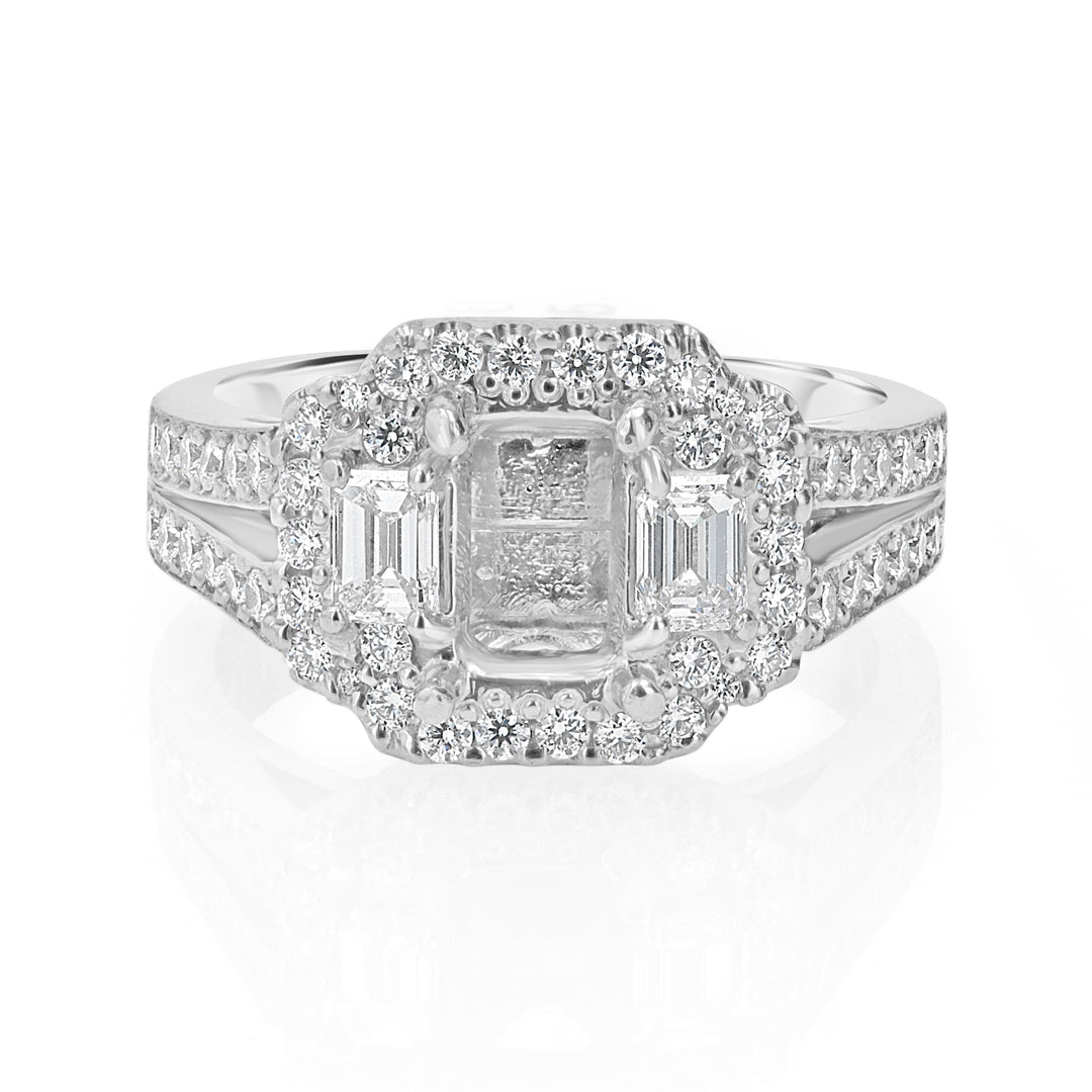 Platinum Split-Shank Halo Ring with 0.56ct Diamond Accents