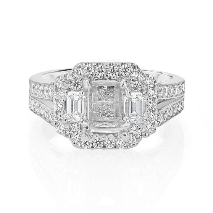 Platinum Split-Shank Halo Ring with 0.56ct Diamond Accents