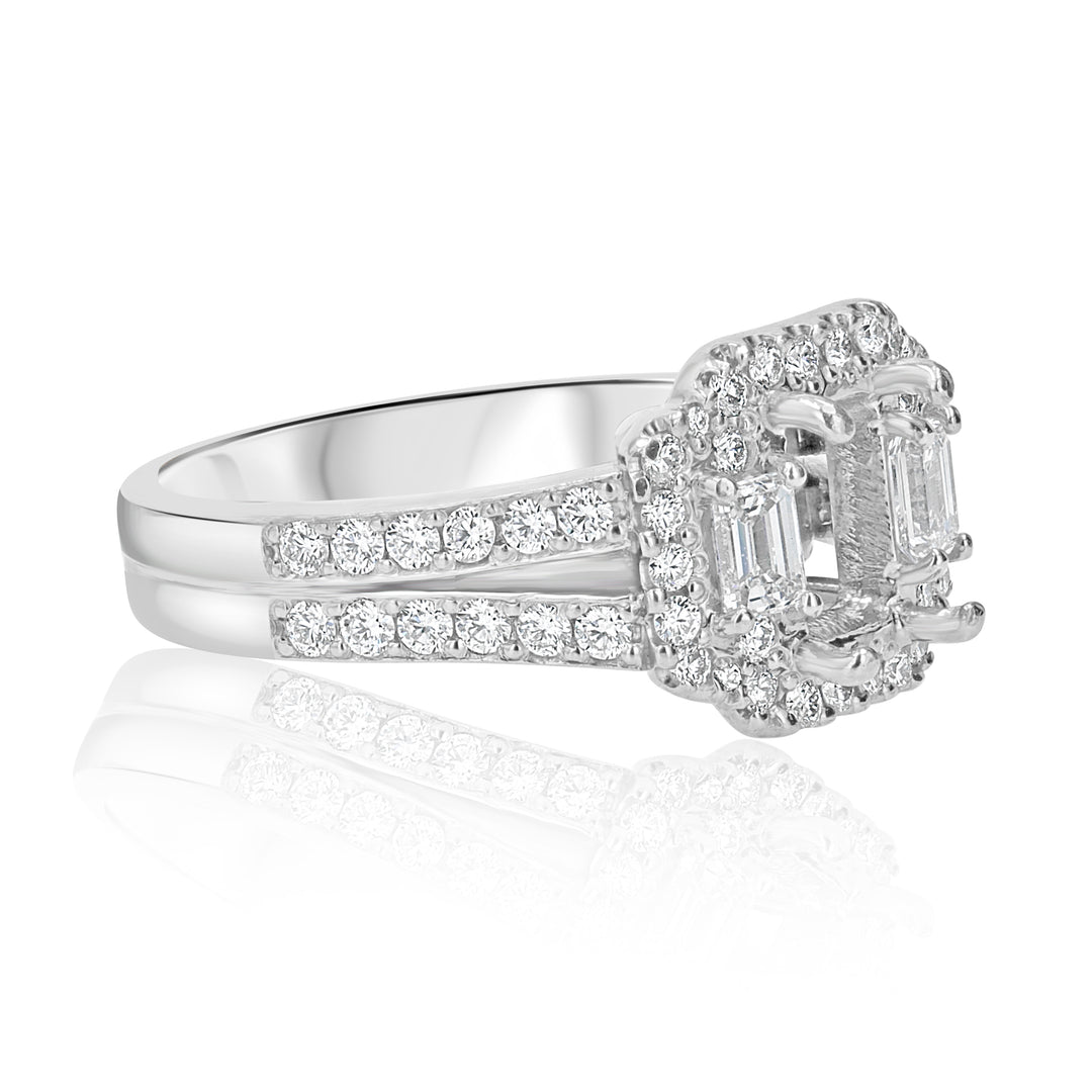 Platinum Split-Shank Halo Ring with 0.56ct Diamond Accents