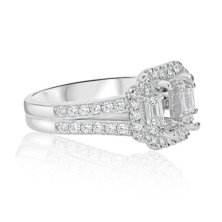 Platinum Split-Shank Halo Ring with 0.56ct Diamond Accents