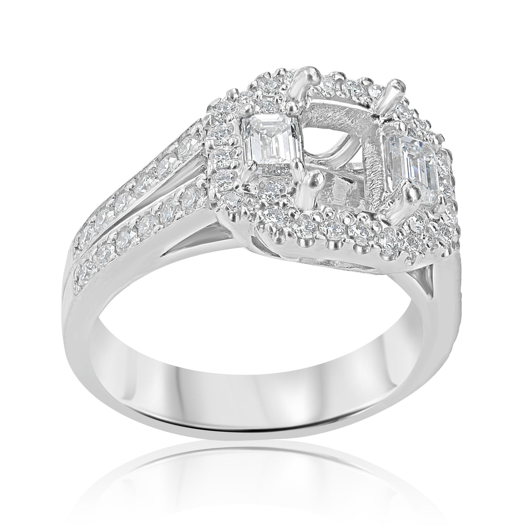 Platinum Split-Shank Halo Ring with 0.56ct Diamond Accents