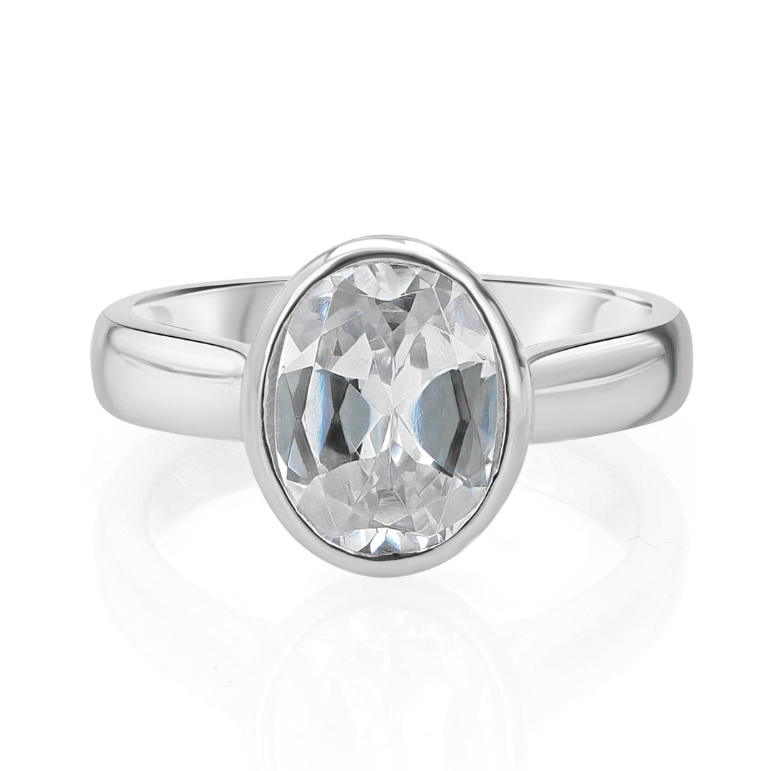 Platinum Oval Bezel Engagement Ring Setting for 10x8mm Stone