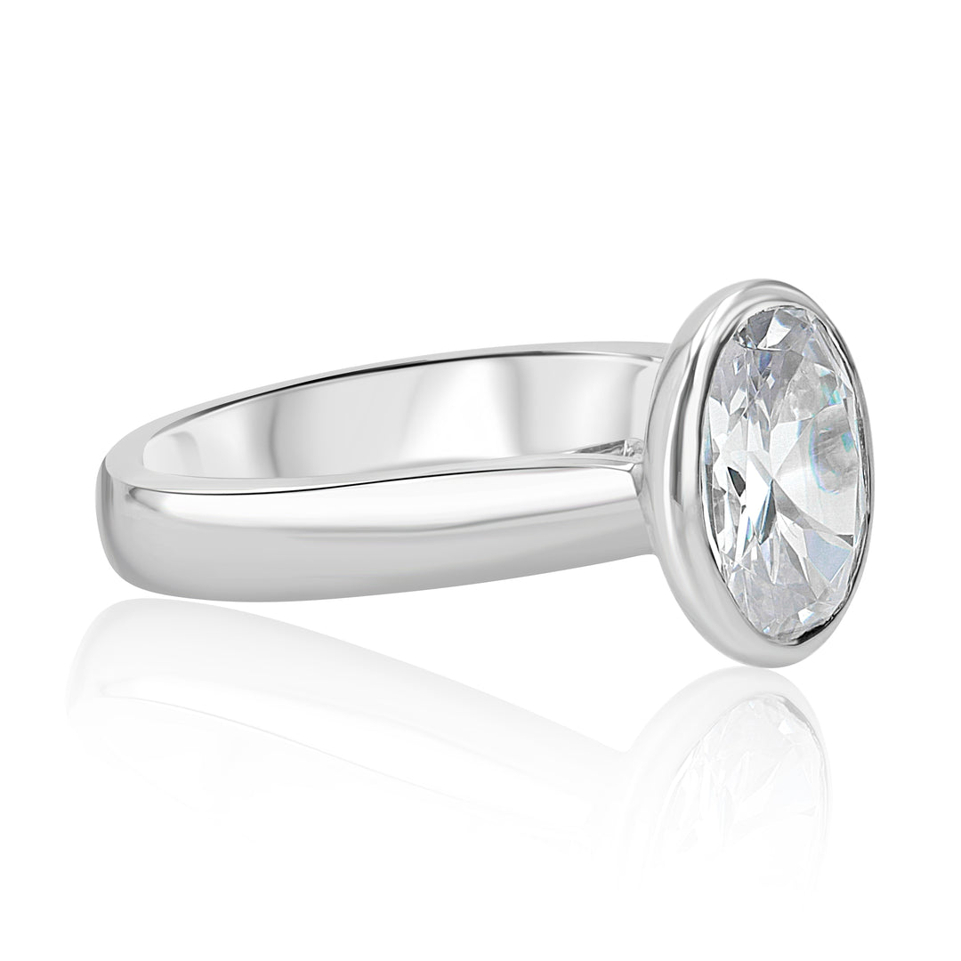 Platinum Oval Bezel Engagement Ring Setting for 10x8mm Stone