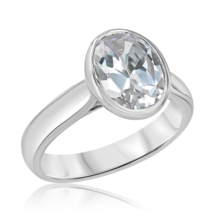 Platinum Oval Bezel Engagement Ring Setting for 10x8mm Stone