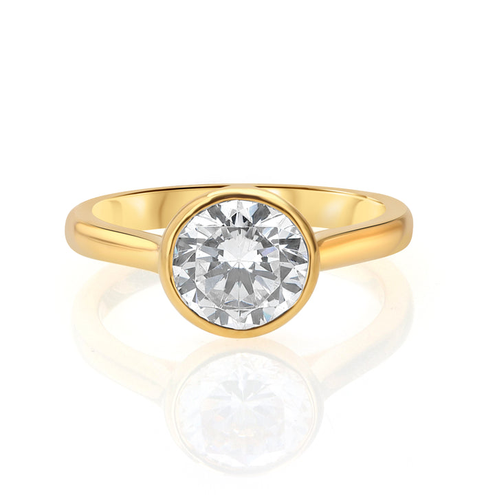 18K Yellow Gold Round Bezel Engagement Ring Mounting