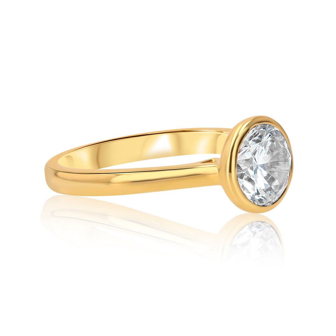 18K Yellow Gold Round Bezel Engagement Ring Mounting
