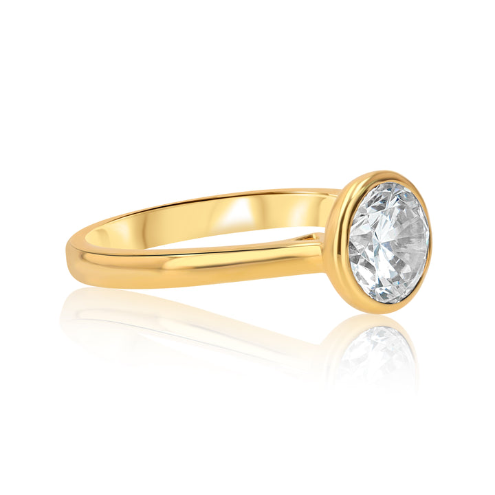 18K Yellow Gold Round Bezel Engagement Ring Mounting