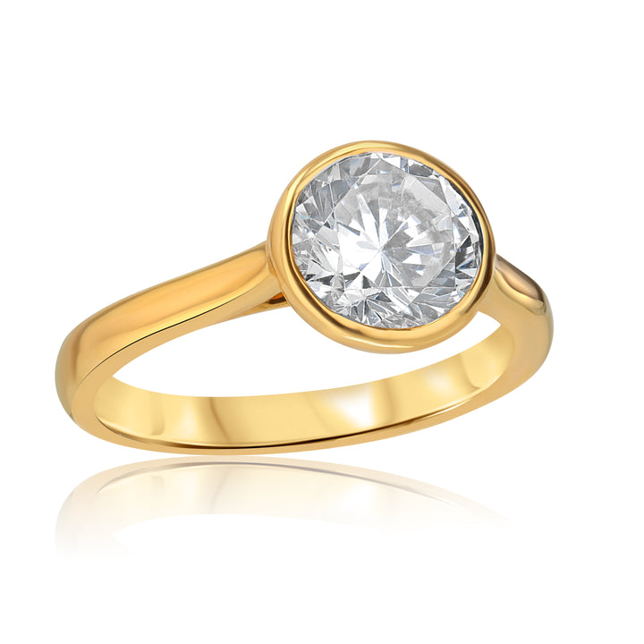 18K Yellow Gold Round Bezel Engagement Ring Mounting
