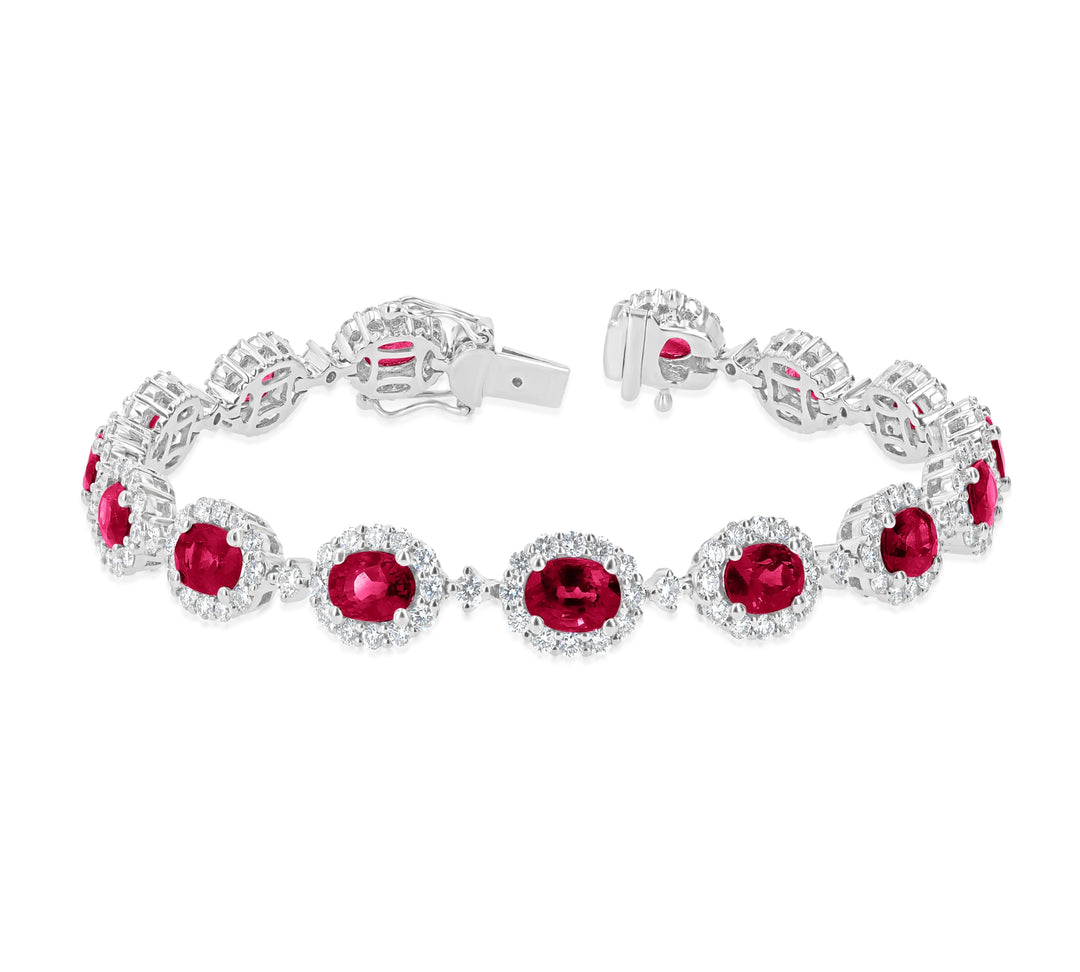 18K White Gold Ruby & Diamond Sectional Bracelet 12.85cts