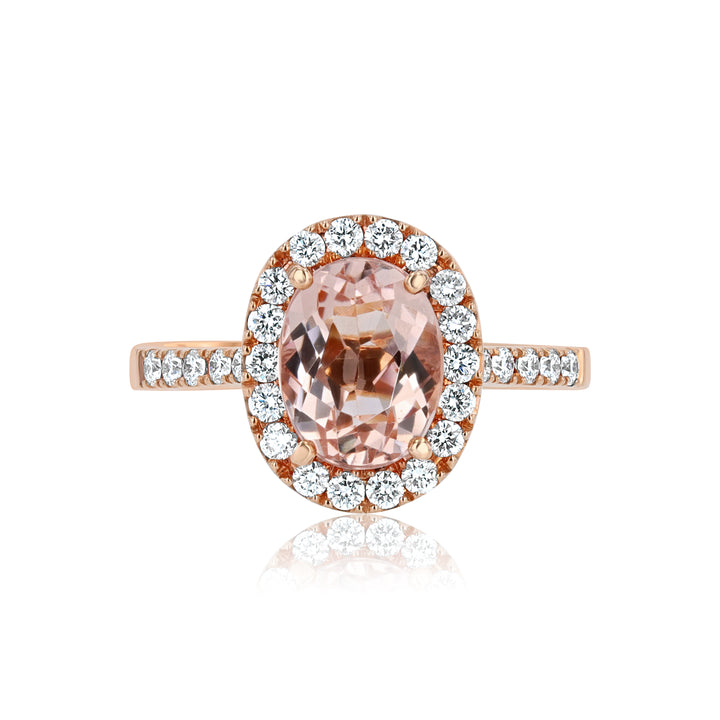 Morganite Halo Ring in 18KR | Washington Diamond