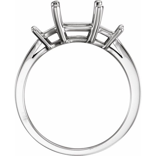Platinum 3-Stone Emerald-Cut Engagement Ring Mounting
