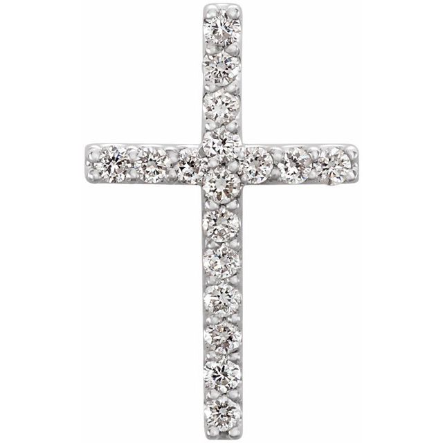 14K White Gold Petite Diamond Cross Pendant 1/6 CTW