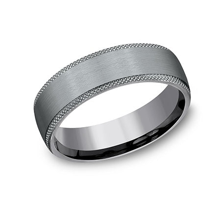 6.5mm Tantalum Knurled-Edge Satin Wedding Band